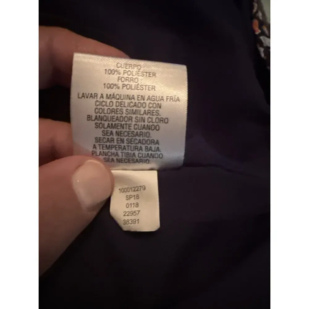 Maison Jules Women’s Floral Ruffle Hem Dress Navy Orange Print Size 12 - Picture 8 of 9